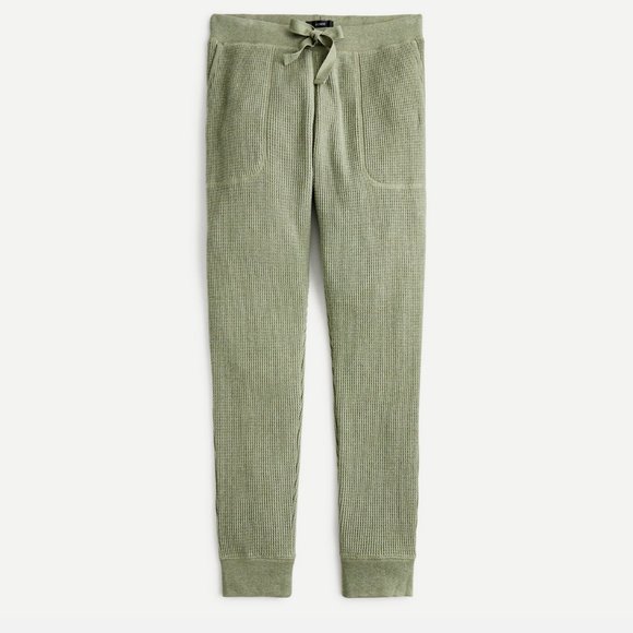 J.CREW OLIVE GREEN WAFFLE LOUNGE JOGGER PANTS - Picture 1 of 2